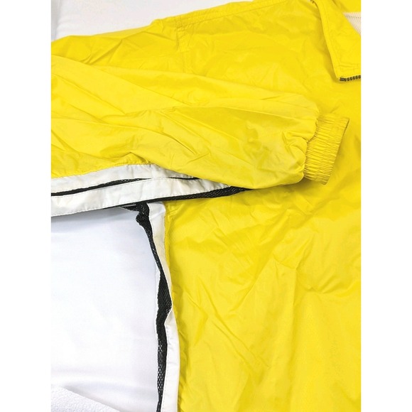 Vintage Adidas Jacket Mens LG Yellow Windbreaker Pullover Vented 3 Stripes Y2K - Picture 4 of 10